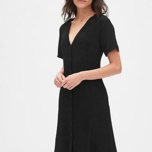 Black short sleeve button down dress